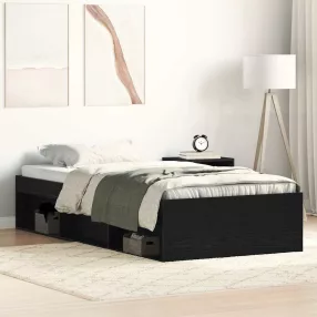   fekete tölgy színű szerelt fa ágykeret matrac nélkül 100x200 cm