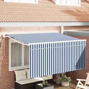 vidaXL Behúzható napellenző Kék és Fehér 300 x 200 cm