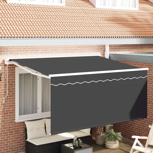 vidaXL Behúzható napellenző Csíkos Antracit 300 x 200 cm szövet