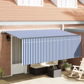 vidaXL Behúzható napellenző Kék és Fehér 350 x 200 cm