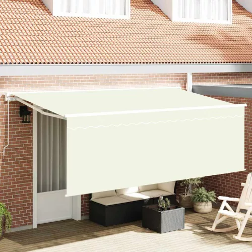 vidaXL Behúzható napellenző Krém 350 x 200 cm Pamut és Alumínium