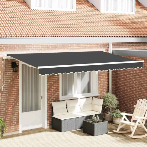 vidaXL Behúzható napellenző Antracit 350 x 200 cm szövet