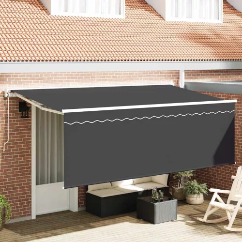 vidaXL Behúzható napellenző Antracit 350 x 200 cm Pamut és Alumínium