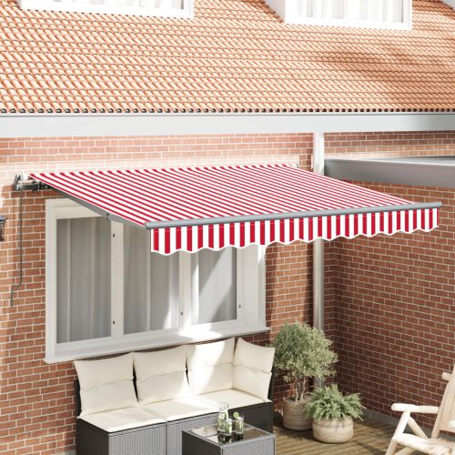Kézi összecsukható napernyő piros és fehér 350x200 cm