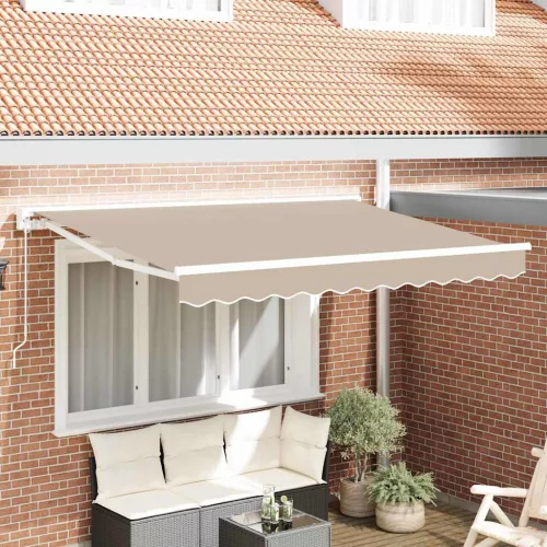 vidaXL Napernyő keret Bézs 350 x 200 cm Poliészter PU bevonattal