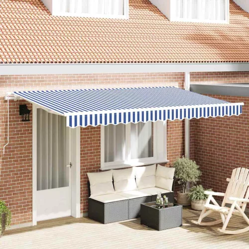 vidaXL Behúzható napellenző Kék 400 x 200 cm szövet