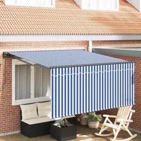 vidaXL Behúzható napellenző Kék és Fehér 300 x 250 cm