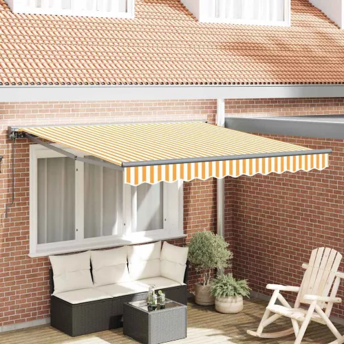 Behúzható napellenző Sárga és Fehér 300x250 cm szövet