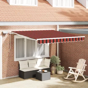   Manuális Behúzható Napernyő LED-del Narancs és Barna 300x250 cm