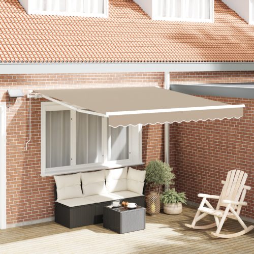 Kézi Behúzható Napellenző LED fénnyel Bézs 300x250 cm