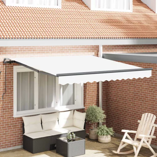 vidaXL Behúzható napellenző Fehér 300 x 250 cm Poliészter és acél