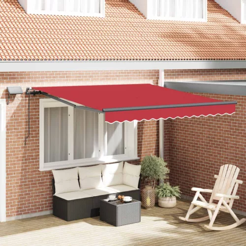 vidaXL Behúzható napellenző Piros 300 x 250 cm szövet