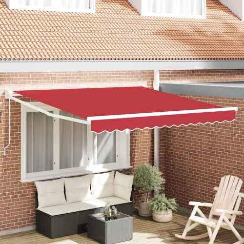 vidaXL Behúzható napellenző Piros 300 x 250 cm Pamut és Alumínium