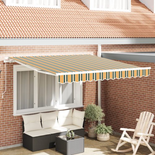 Kézi Behúzható Napellenző Zöld és Sárga 300x250 cm
