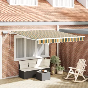   Kézi Behúzható Napellenző LED-del Zöld és sárga 300x250 cm