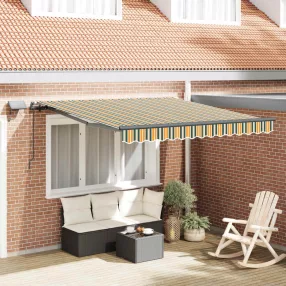   vidaXL Behúzható napellenző Zöld és sárga 300 x 250 cm szövet