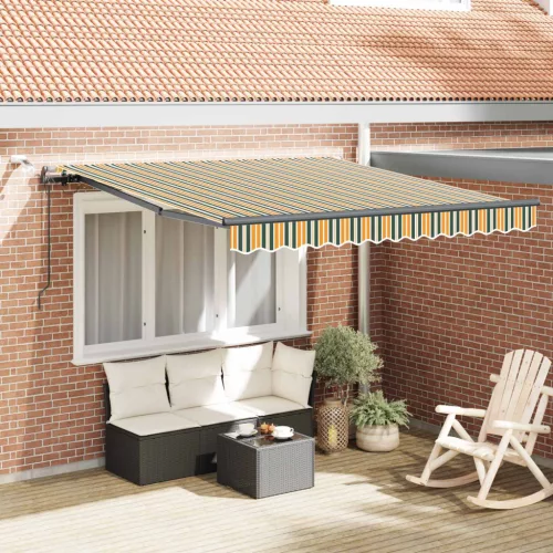vidaXL Napernyő Anyag tartalmaz Zöld és sárga 300 x 250 cm Poliészter