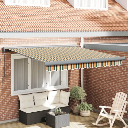 Kézi Kihúzható Napellenző Zöld és Sárga 300x250 cm