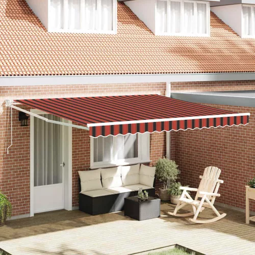 vidaXL Behúzható napellenző Piros és Fekete 350 x 250 cm