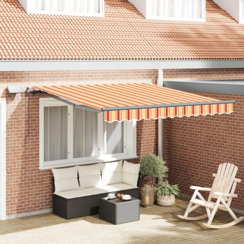 Manuális Behúzható Napellenző LED világítással Sárga és Narancs 350x250 cm