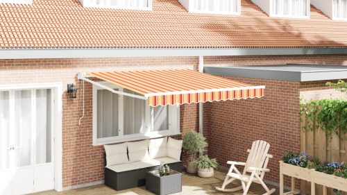 Automatikus Behúzható Napellenző Sárga és Narancs 350x250 cm