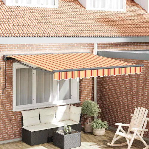 Behúzható napellenző Sárga és narancs 350x250 cm szövet