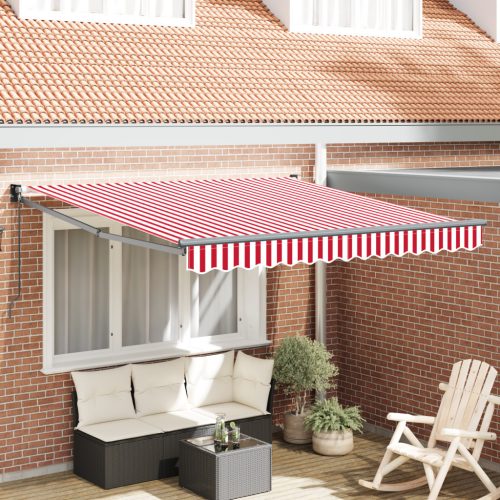 Manuális Behúzható napellenző Piros és Fehér Csík 350x250 cm