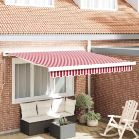   Behúzható napellenző Piros és Fehér 350 x 250 cm Szövet és Fém
