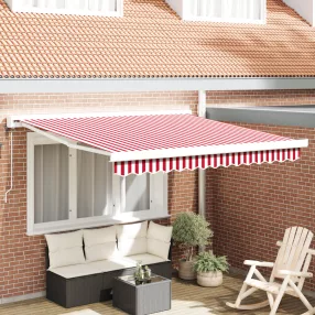   Automatikus Behúzható Napellenző Piros és Fehér Csíkkal 350x250 cm