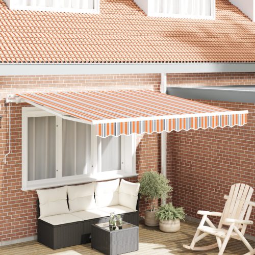 Automatikus Behúzható Napernyő Többszínű Csík 350x250 cm