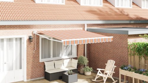Automatikus Behúzható Napellenző Többszínű Csík 350x250 cm