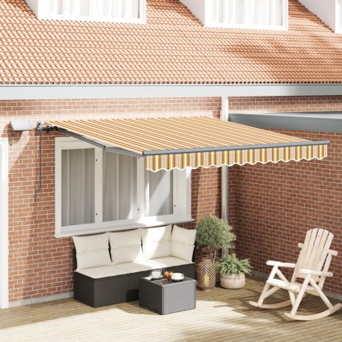 Kézi behúzható napellenző LED színes csíkkal 350x250 cm