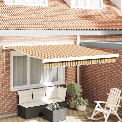Manuális Behúzható Napernyő Többszínű Csík 350x250 cm
