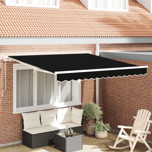 Kézi Behúzható Napellenző Fekete 350x250 cm