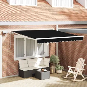   vidaXL Behúzható napellenző Fekete 350 x 250 cm Szövet és Acél
