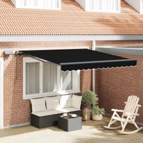 vidaXL Behúzható napellenző Fekete 350 x 250 cm szövet