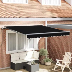   Behúzható napellenző Fekete 350 x 250 cm Szövet és Alumínium