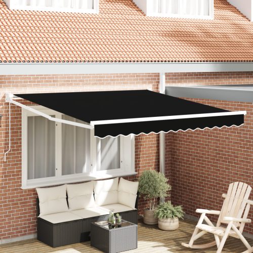 Manuális Behúzható Napellenző Fekete 350x250 cm