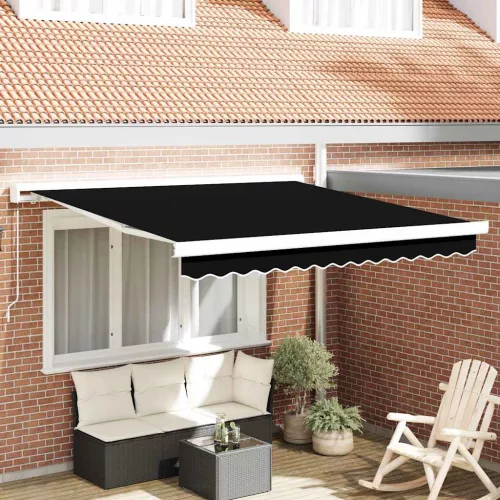 Behúzható napellenző Fekete 350 x 250 cm Szövet, Fém