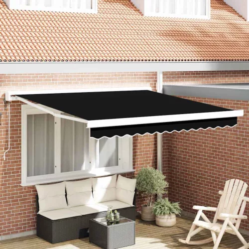 Behúzható napellenző Fekete 350 x 250 cm Szövet, Fém