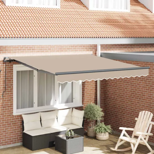 vidaXL Behúzható napellenző Bézs 350 x 250 cm Poliészter és acél