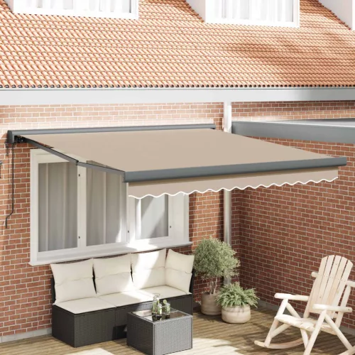 vidaXL Napernyő Bézs 350 x 250 cm Pamut és Alumínium