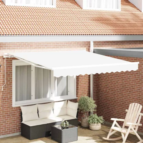 vidaXL Behúzható napellenző Fehér 350 x 250 cm Pamut és Alumínium