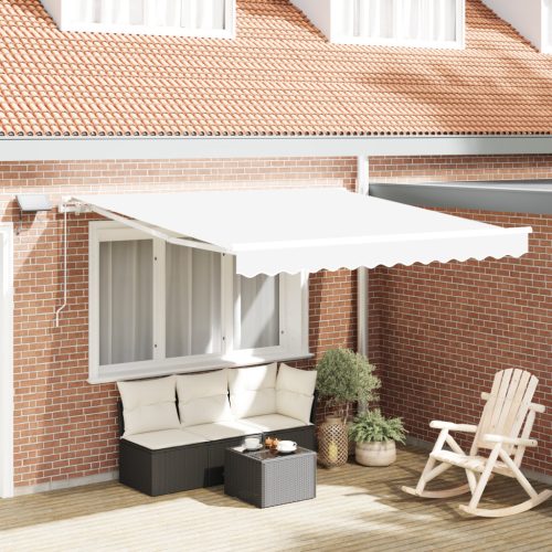 Kézi Behúzható Napellenző LED-del Fehér 350x250 cm