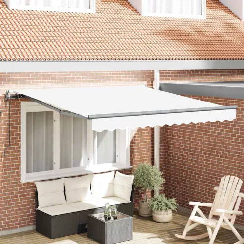 Behúzható napellenző Fehér 350 x 250 cm Szövet és Alumínium