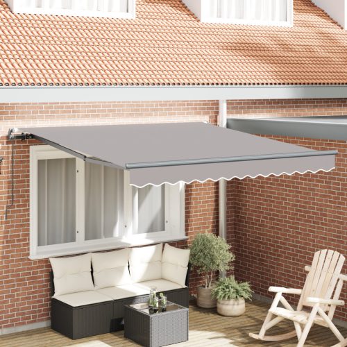 Világosszürke Manuális Behúzható Napellenző 350x250 cm