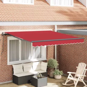   vidaXL Behúzható napellenző Piros 350 x 250 cm Poliészter és acél