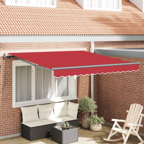 Manuális Behúzható Napellenző Piros 350x250 cm