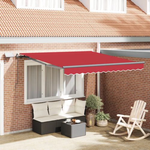 Manuális Behúzható Napellenző LED-del Piros 350x250 cm