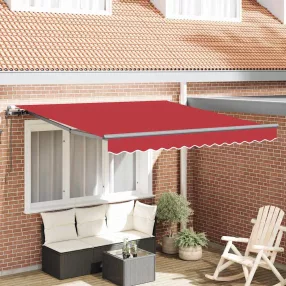   Behúzható napellenző Piros 350 x 250 cm Szövet és Alumínium